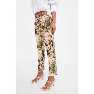 Zara Women's Floral Print Mid-Rise Pants